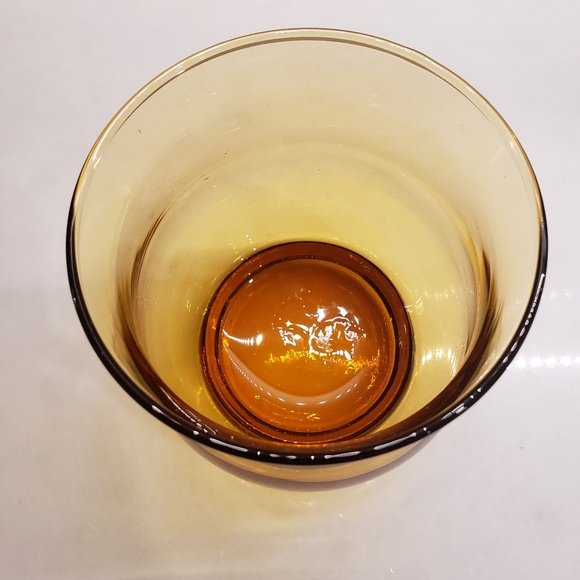 Vintage Libbey Glass Tempo Amber Low Ball Glasses Golden Yellow - Picture 2 of 2